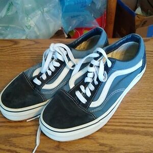 Blue Vans With Suede Tips Size 7